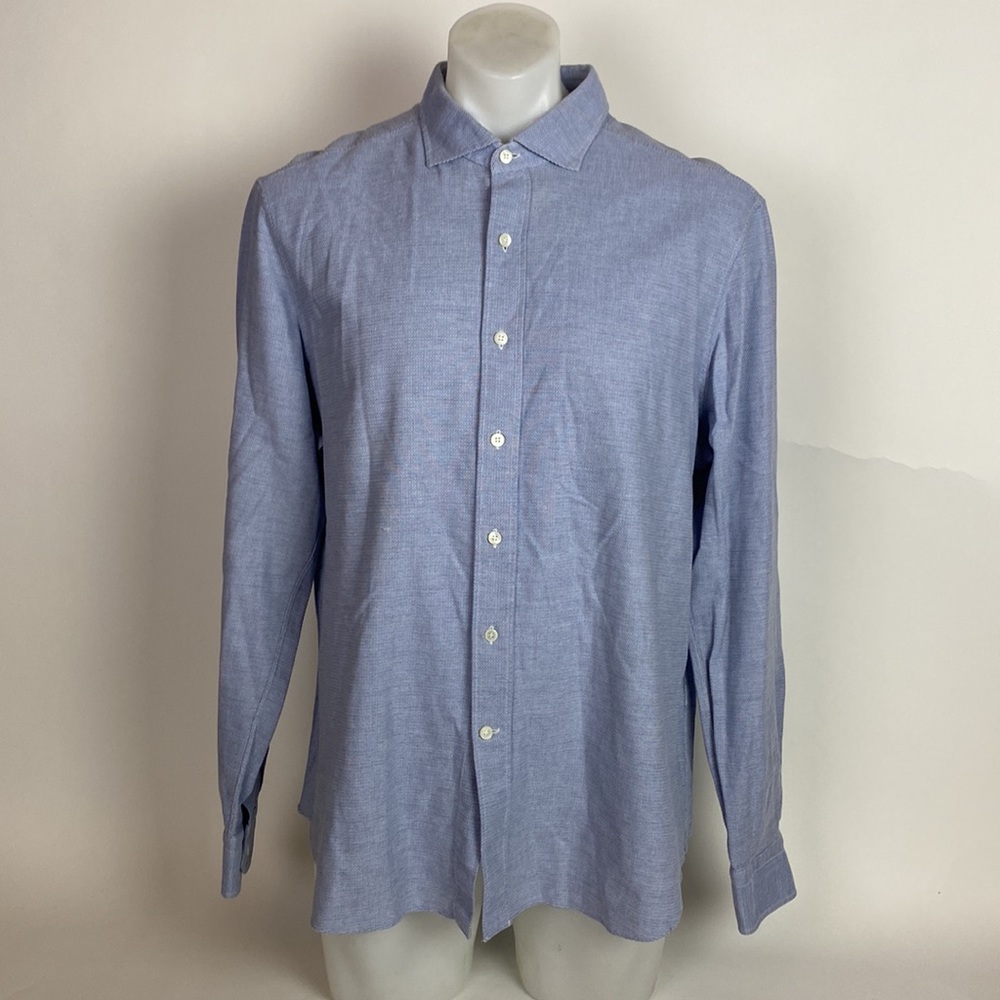 Berluti Men’s Button Front Long Sleeve Shirt blue Size R2X